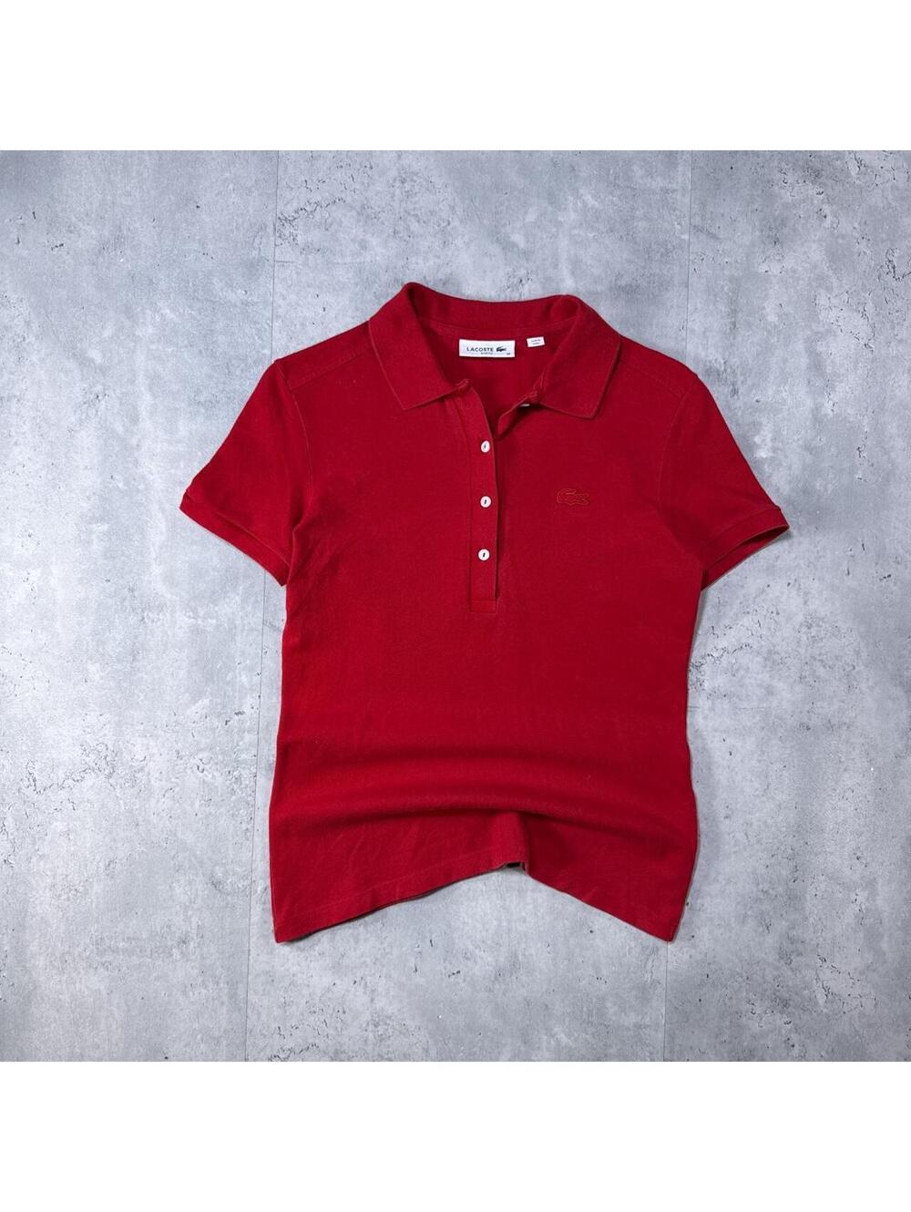 Y2K Lacoste Red Women’s logo polo shirt